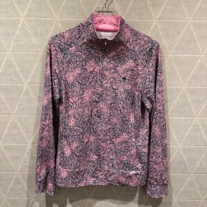 Lilly Pulitzer Pink and Navy Floral-Print Long Sleeve Tee
